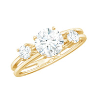 Certified Cubic Zirconia Three Stone Double Band Ring