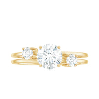 Certified Cubic Zirconia Three Stone Double Band Ring