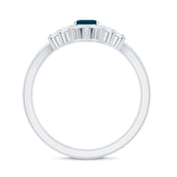 4X6mm Emerald Cut London Blue Topaz Designer Bridal Ring Set with Diamond