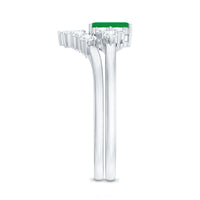 Certified Real Emerald Diamond Emerald Cut Engagement Ring and Wedding Band