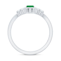 Certified Real Emerald Diamond Emerald Cut Engagement Ring and Wedding Band
