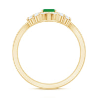 Certified Real Emerald Diamond Emerald Cut Engagement Ring and Wedding Band