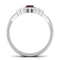Genuine Garnet Diamond Emerald Cut Engagement Wedding Ring Set of 2