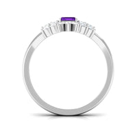 Rosec Jewels 1.4 carat amethyst emerald cut engagement ring with diamond wedding band, showcasing elegant purple gemstone and sparkling diamonds.