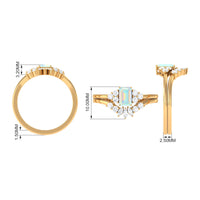 Certified Real Ethiopian Opal Diamond Emerald Cut Engagement Ring with Enhancer