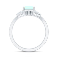 Certified Real Ethiopian Opal Diamond Emerald Cut Engagement Ring with Enhancer