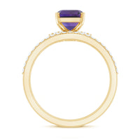 Natural 1.4 Carat amethyst bridal ring set with matching diamond rings by Rosec Jewels, featuring purple amethyst stones and sparkling accents.