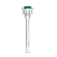 Genuine Emerald and Diamond Promise Three Stone Ring