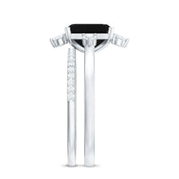 Certified 2 Carat Emerald Cut Lab Grown Black and White Diamond Engagement Ring with Enhancer