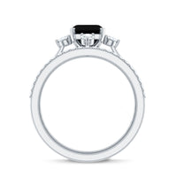 Certified 2 Carat Emerald Cut Lab Grown Black and White Diamond Engagement Ring with Enhancer