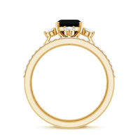 Certified 2 Carat Emerald Cut Lab Grown Black and White Diamond Engagement Ring with Enhancer