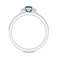 4X6mm Emerald Cut London Blue Topaz Wedding Ring Set with Diamond Band