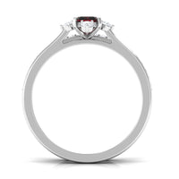 Natural Emerald Cut Garnet Diamond Wedding Bridal Ring Set of 2