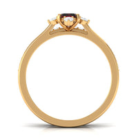Natural Emerald Cut Garnet Diamond Wedding Bridal Ring Set of 2