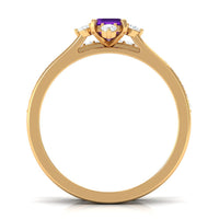 Rosec Jewels 1.4 Carat amethyst and diamond engagement wedding ring set with emerald cut amethyst and diamond accents.
