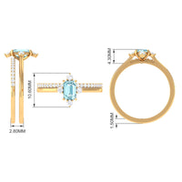Emerald cut genuine aquamarine and diamond designer engagement ring set from Rosec Jewels, featuring intricate band details.