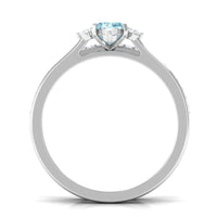 Emerald cut genuine aquamarine and diamond engagement ring set featuring elegant design and sparkling gemstones by Rosec Jewels.