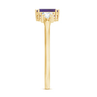 Rosec Jewels 1.4 carat amethyst emerald cut engagement ring with diamond accents, showcasing a stunning purple gemstone and elegant design.