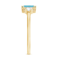 Emerald cut aquamarine engagement ring with diamond accents from Rosec Jewels, featuring a 0.6 carat aquamarine gemstone.