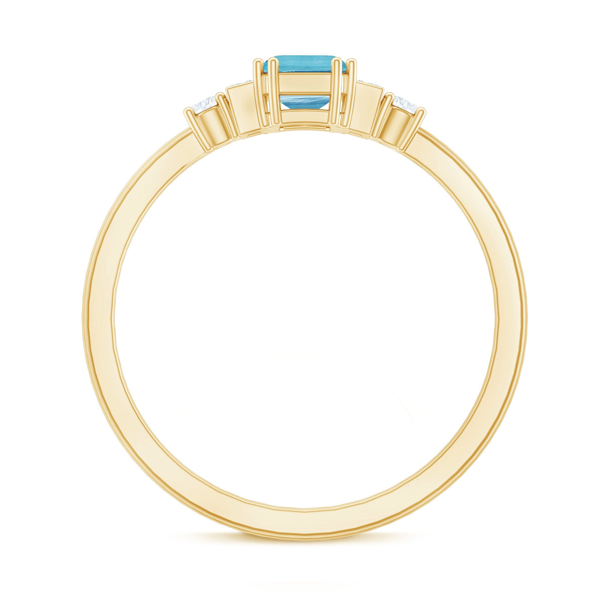 Rosec Jewels 0.6 carat aquamarine emerald cut engagement ring with diamond accent, showcasing elegant gemstone and silver band.