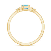 Rosec Jewels 0.6 carat aquamarine emerald cut engagement ring with diamond accent, showcasing elegant gemstone and silver band.