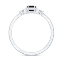 Emerald Cut Black Onyx Engagement Ring with Diamonds
