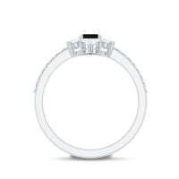 Vintage Style 1.6 Carat Lab Grown Black and White Diamond Emerald Cut Engagement Ring