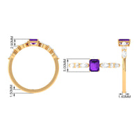 Genuine 1.4 Carat amethyst emerald cut engagement ring with diamond accents, crafted by Rosec Jewels.