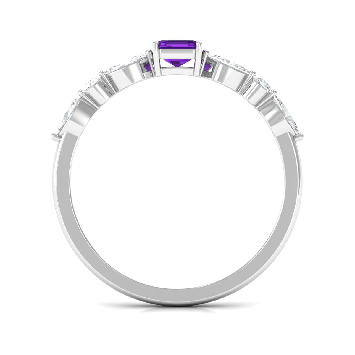 Genuine 1.4 carat amethyst emerald cut engagement ring with diamond accents, crafted by Rosec Jewels.
