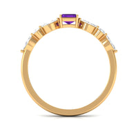 Genuine 1.4 carat amethyst emerald cut engagement ring with diamond accents by Rosec Jewels, showcasing the elegant ring design.