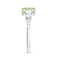 Natural 1.8 Carat Peridot Emerald Cut Engagement Ring with Side Stones