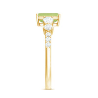 Natural 1.8 Carat Peridot Emerald Cut Engagement Ring with Side Stones