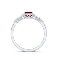 Certified 2.2 Carat Lab Grown Ruby Emerald Cut Engagement Ring with Side Stones