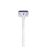 1.4 Carat Amethyst Emerald Cut Engagement Ring with Diamond Split Shank