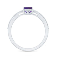 1.4 Carat Amethyst Emerald Cut Engagement Ring with Diamond Split Shank