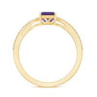 1.4 Carat Amethyst Emerald Cut Engagement Ring with Diamond Split Shank