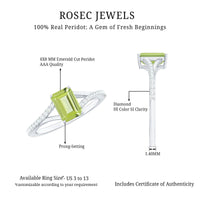 1.8 Carat Peridot Emerald Cut Engagement Ring with Diamond Split Shank
