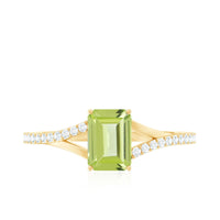 1.8 Carat Peridot Emerald Cut Engagement Ring with Diamond Split Shank