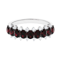 Real Garnet Diamond Half Eternity Wedding Anniversary Ring