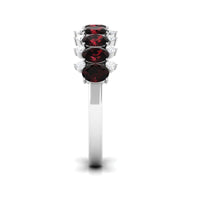 Real Garnet Diamond Half Eternity Wedding Anniversary Ring