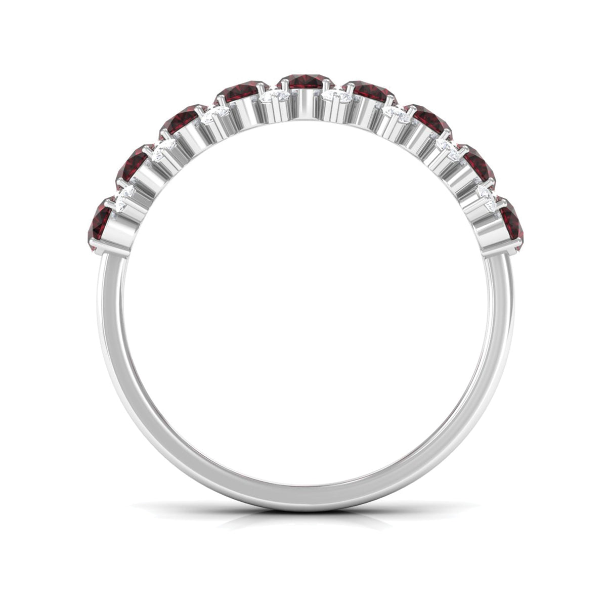 Real Garnet Diamond Half Eternity Wedding Anniversary Ring