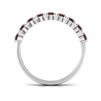 Real Garnet Diamond Half Eternity Wedding Anniversary Ring