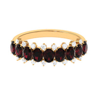 Real Garnet Diamond Half Eternity Wedding Anniversary Ring