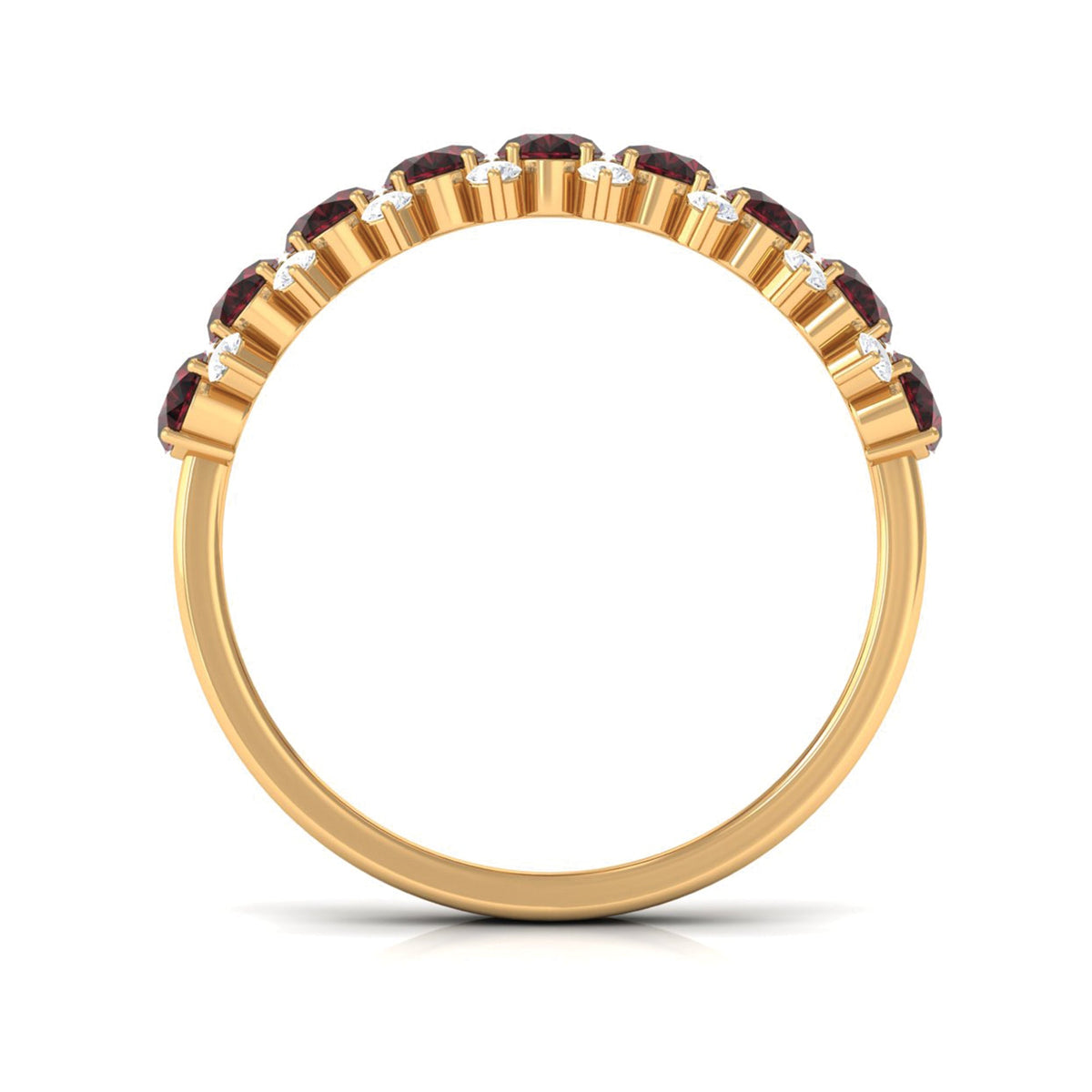 Real Garnet Diamond Half Eternity Wedding Anniversary Ring