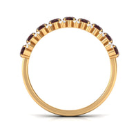 Real Garnet Diamond Half Eternity Wedding Anniversary Ring