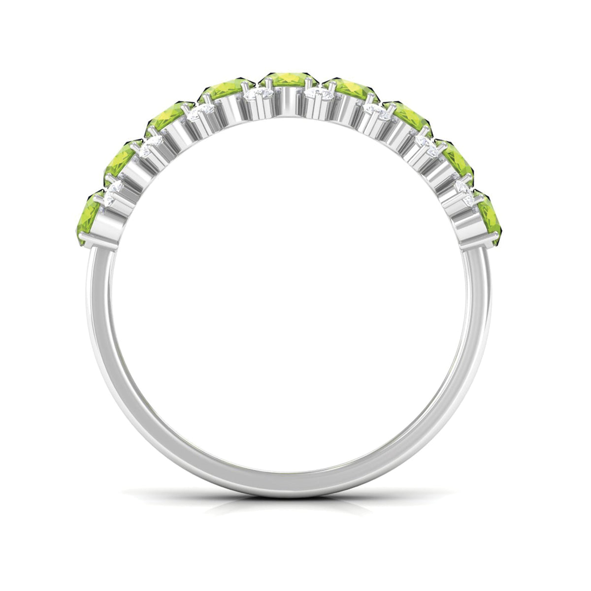 2.25 CT Oval Cut Peridot Half Eternity Ring with Diamond Stones