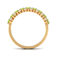 2.25 CT Oval Cut Peridot Half Eternity Ring with Diamond Stones