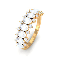 Rosec Jewels 2.5 CT moonstone and diamond semi-eternity ring with alternating stones set in a sleek band.
