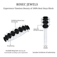 Oval Cut Black Onyx and Diamond Half Eternity Wedding Band