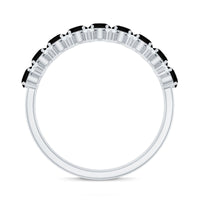 Oval Cut Black Onyx and Diamond Half Eternity Wedding Band